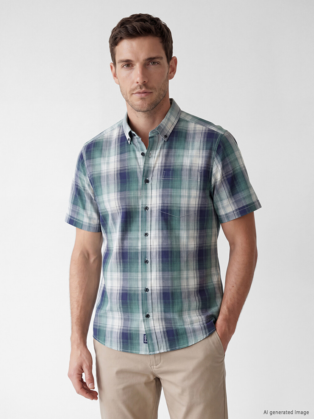 Regular Fit karirana poplin muška košulja