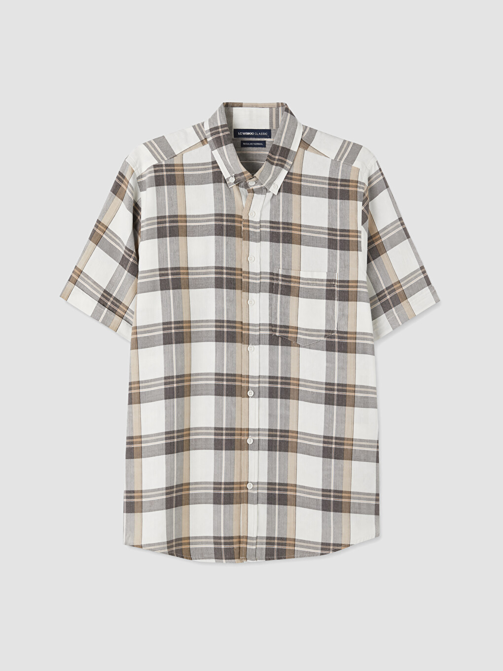 Kahverengi Regular Fit Ekose Poplin Erkek Gömlek