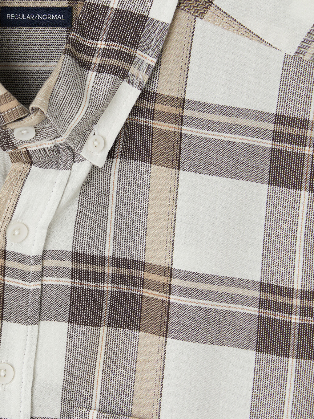 Kahverengi Regular Fit Ekose Poplin Erkek Gömlek-1