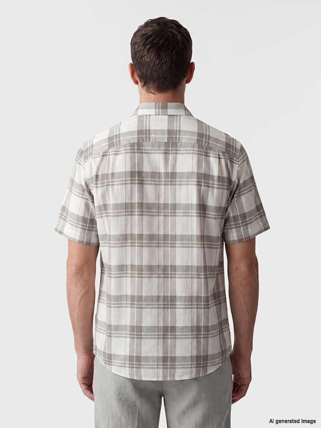 Yeşil Regular Fit Ekose Poplin Erkek Gömlek-3