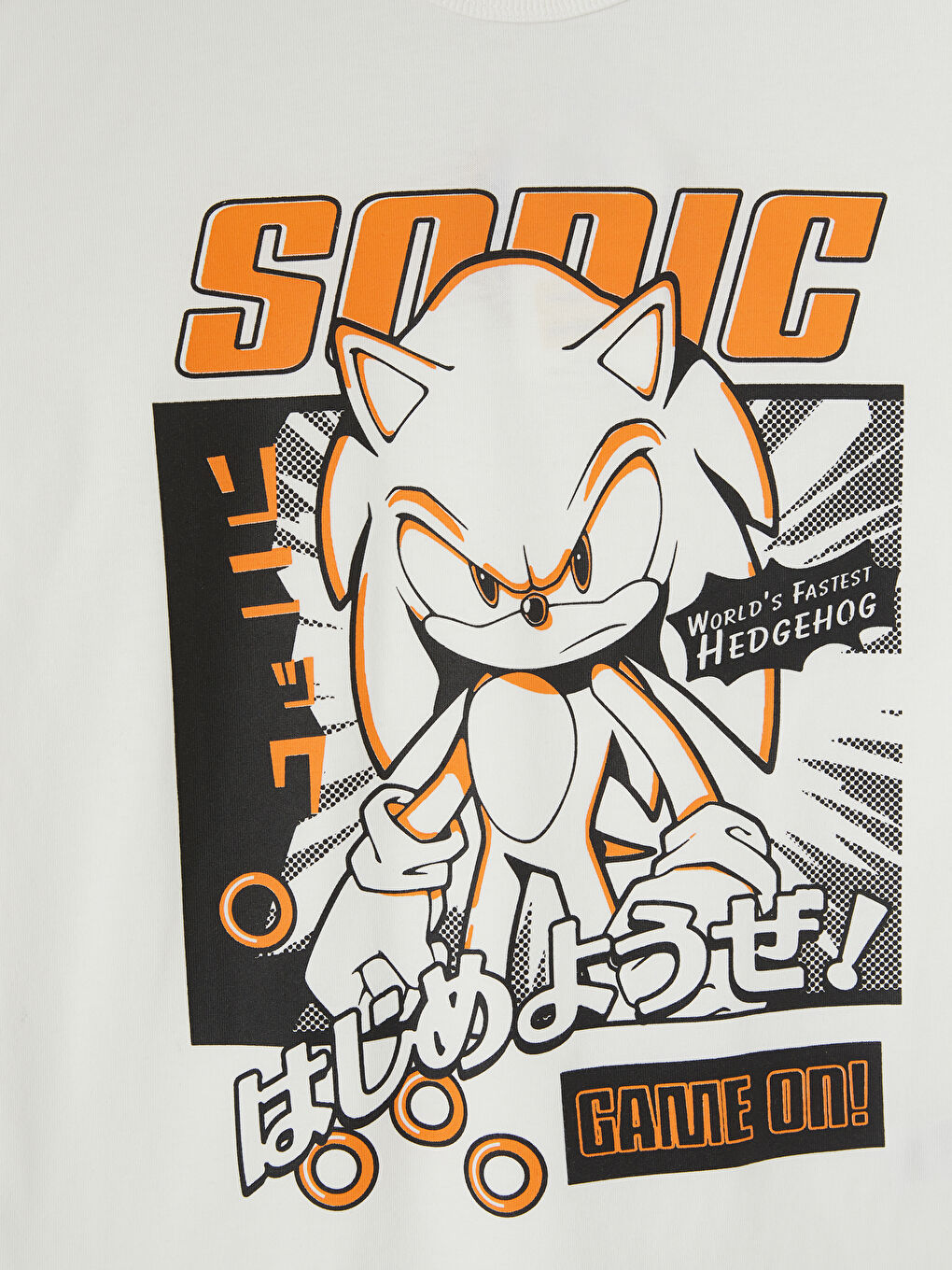 Ekru Bisiklet Yaka Sonic Baskılı Erkek Çocuk Tişört-2