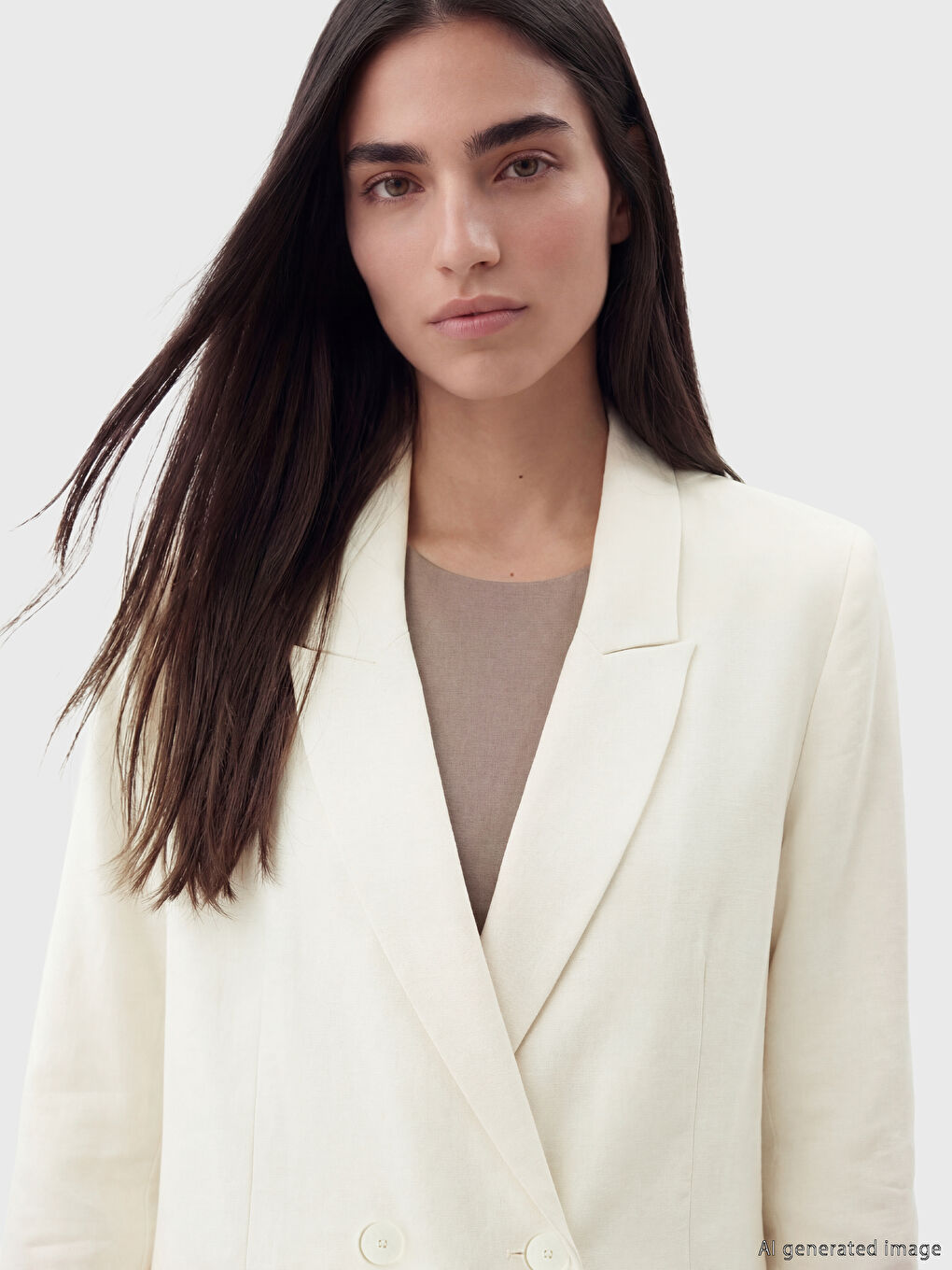 Beyaz Kruvaze Yaka Kadın Blazer Ceket-2