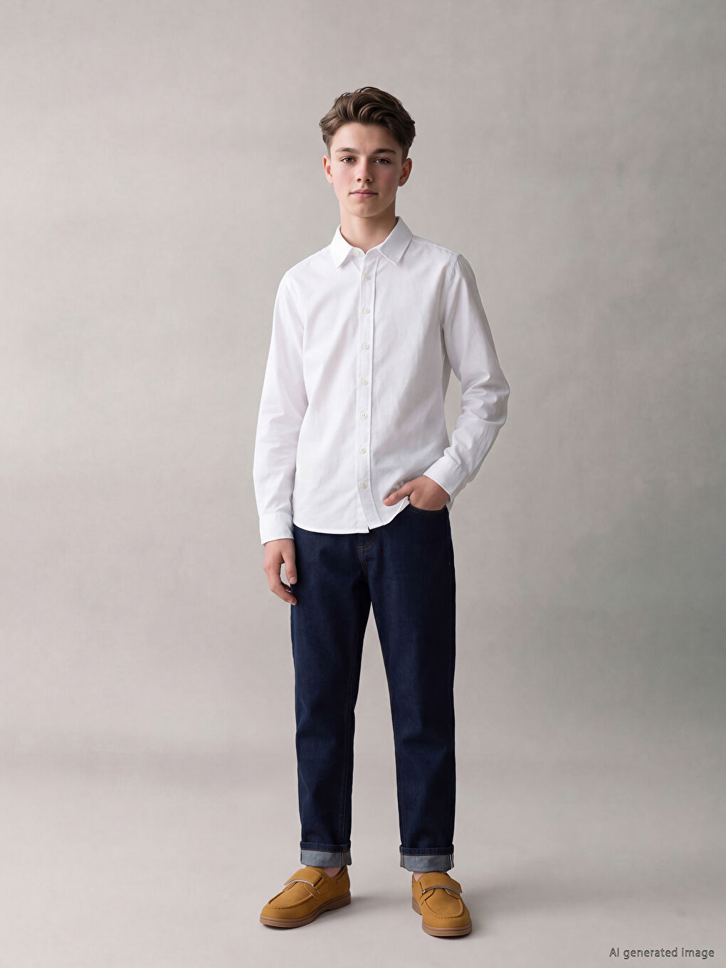 Boys' Long Sleeve Oxford Shirt-1