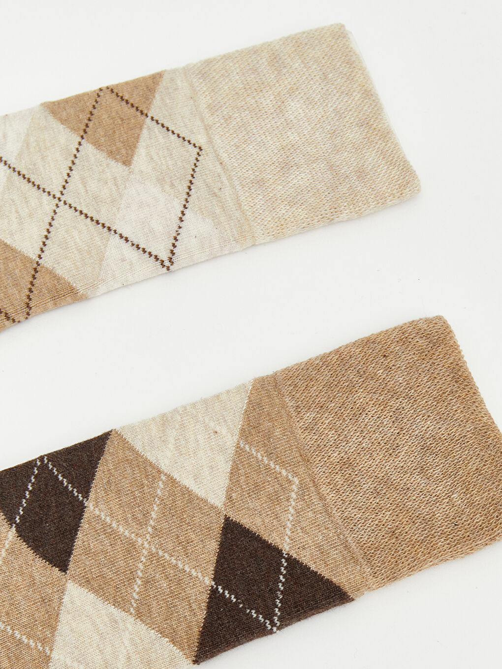 Kahverengi Baklava Desenli Erkek Soket Çorap 3'lü-1