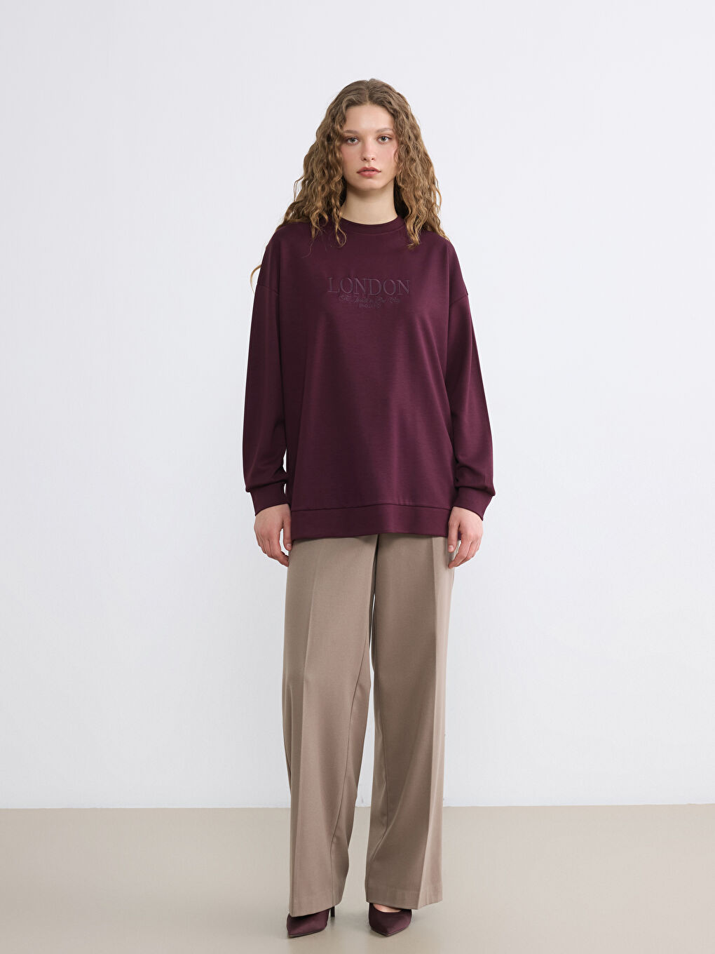 London Embroidered Soft Touch Women's Sweatshirt Tunic-1