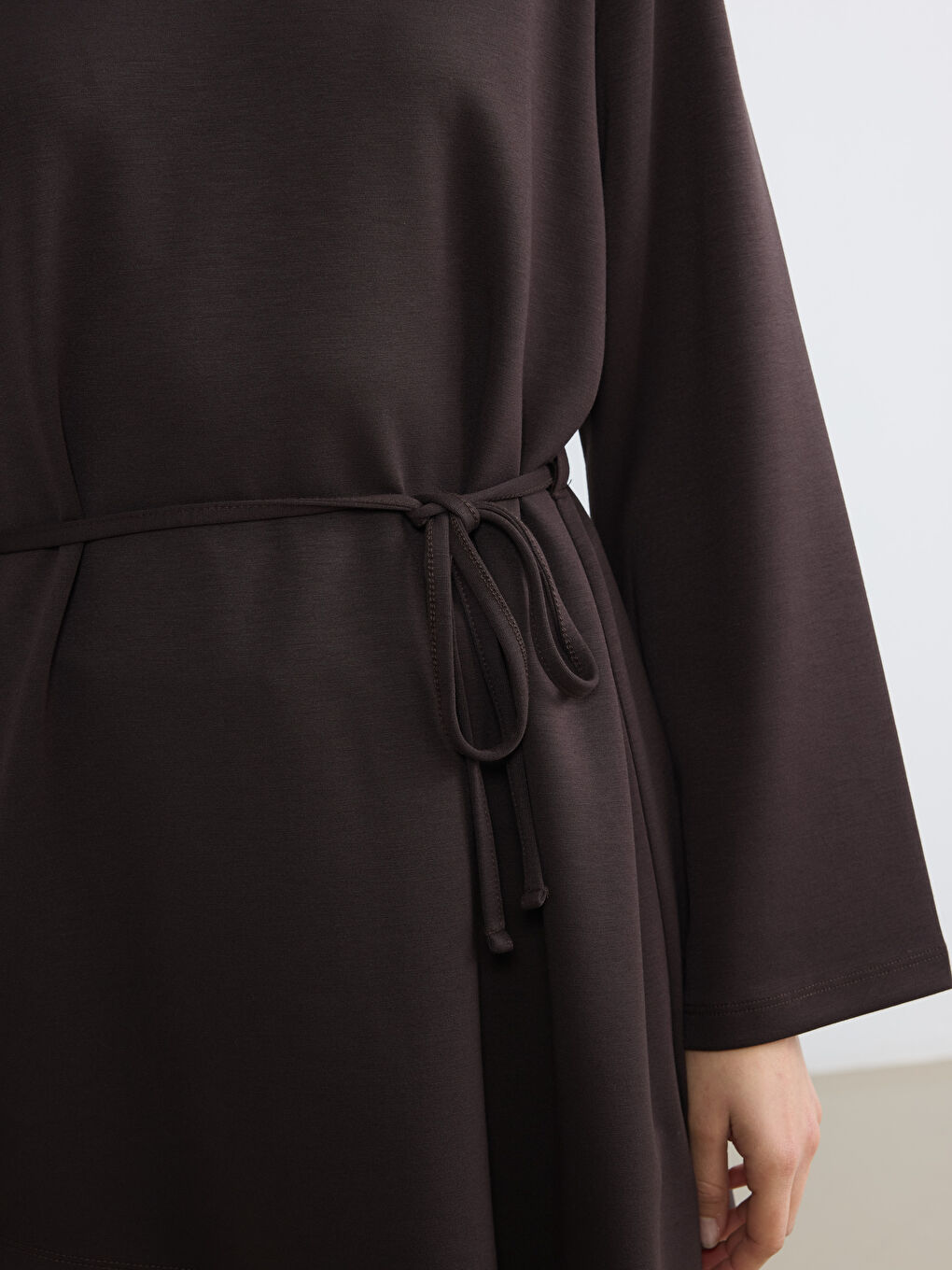 Kahverengi Bisiklet Yaka Asimetrik Kesim Bluz-2