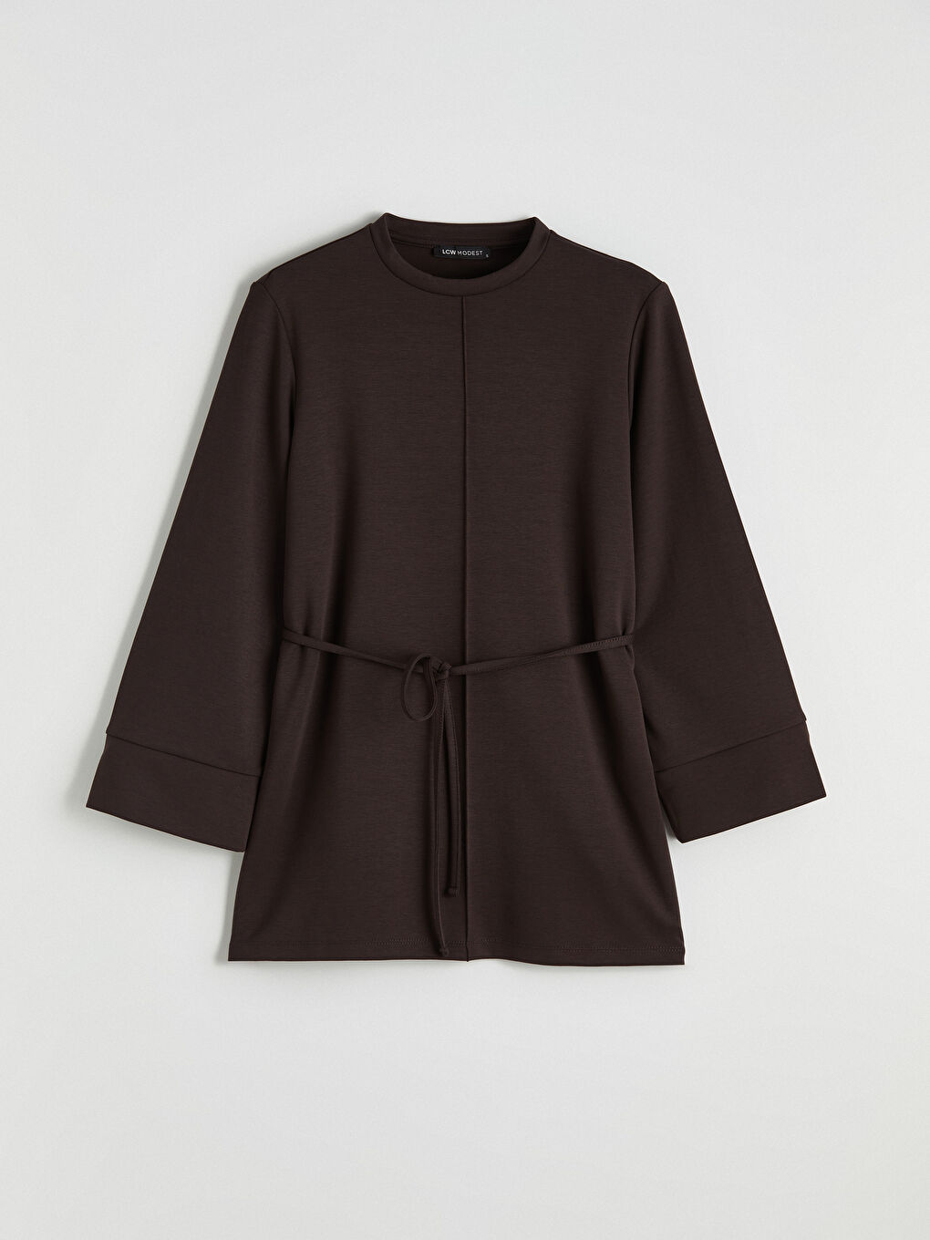 Kahverengi Bisiklet Yaka Kadın Sweatshirt Tunik-4