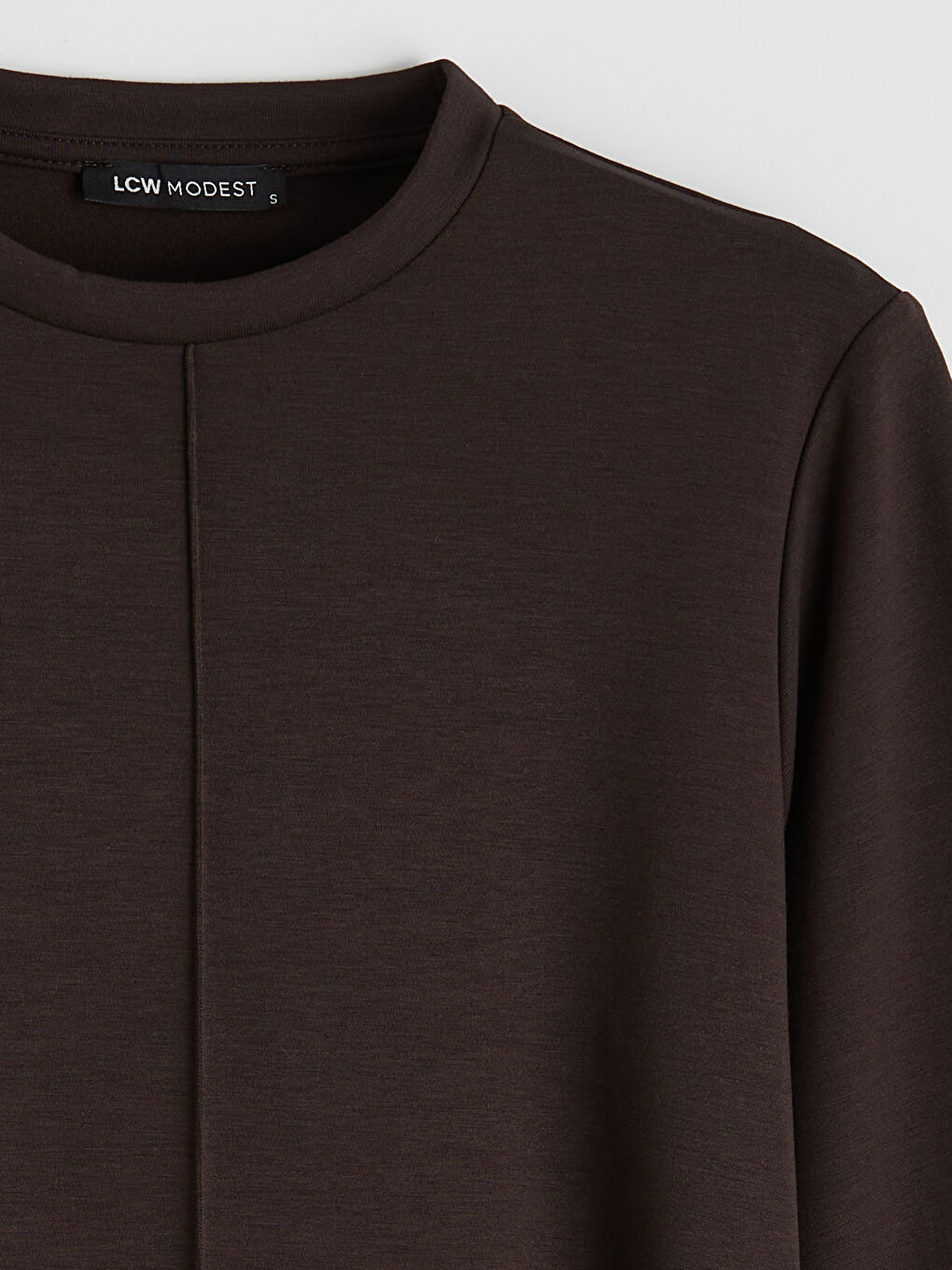 Kahverengi Bisiklet Yaka Kadın Sweatshirt Tunik-5