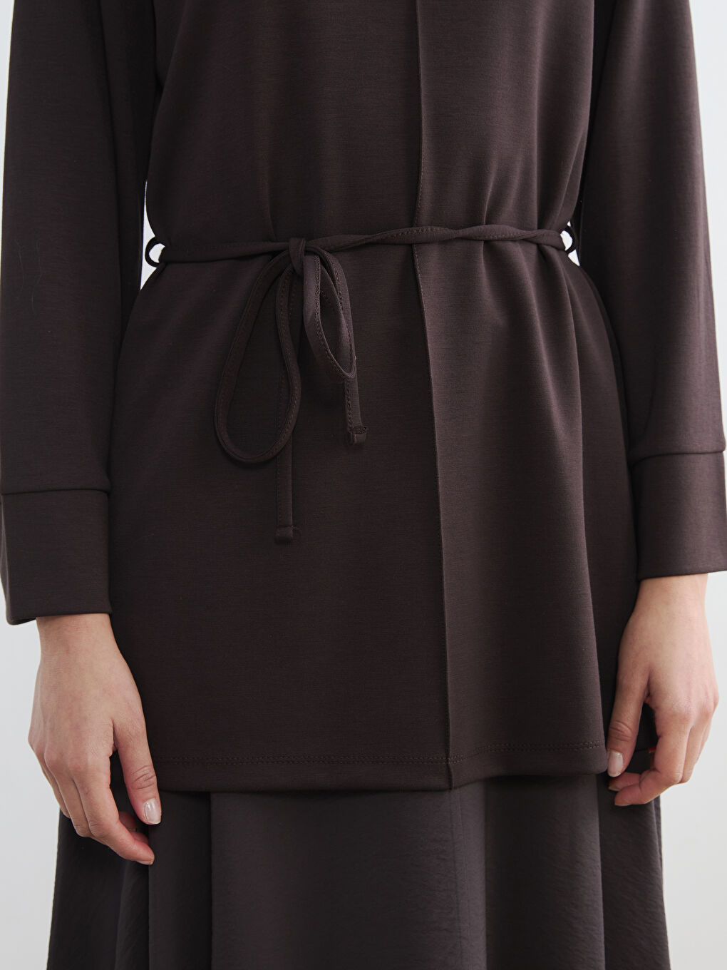 Kahverengi Bisiklet Yaka Kadın Sweatshirt Tunik-2