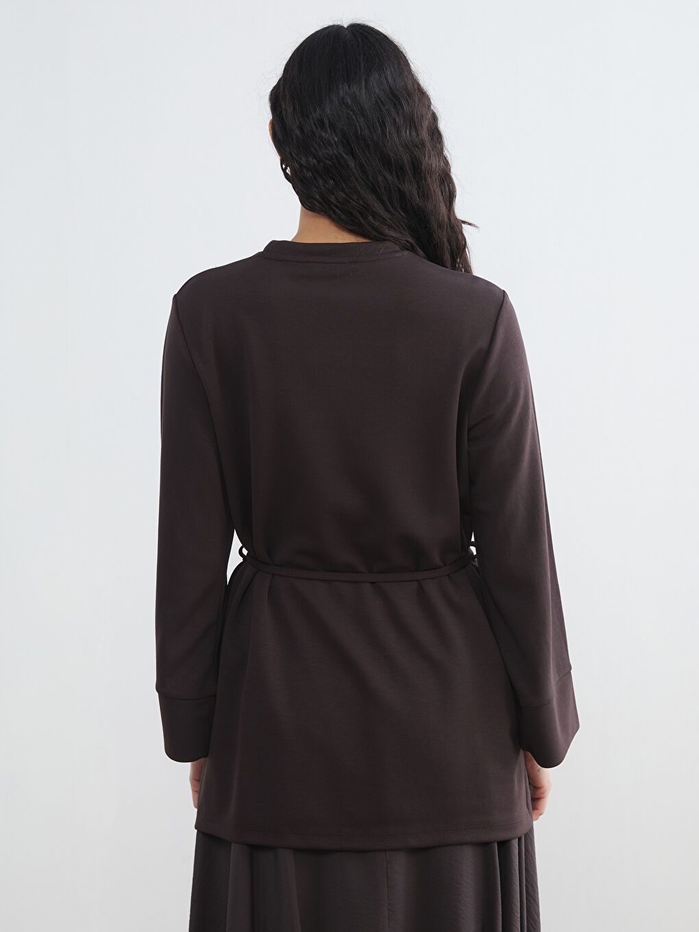 Kahverengi Bisiklet Yaka Kadın Sweatshirt Tunik-3