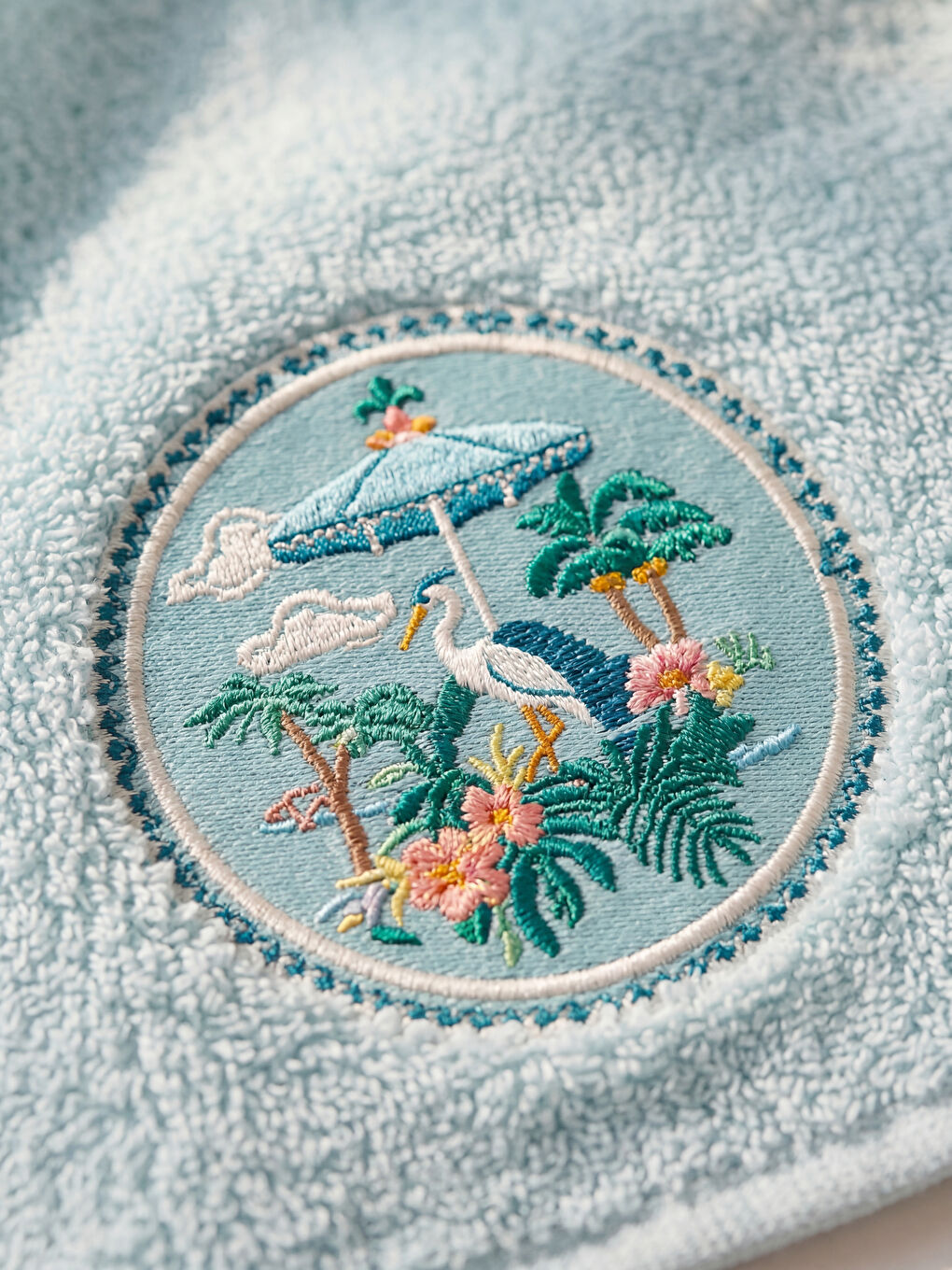 Mavi Nakış İşlemeli Yüz Havlusu 50x80 cm-1