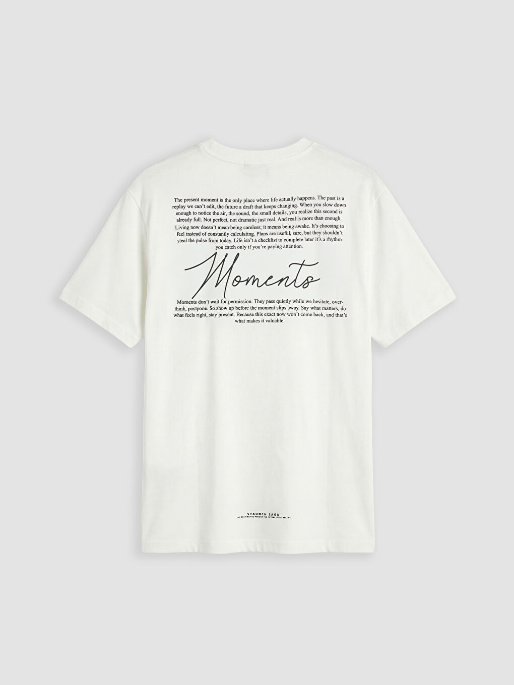 Ekru Oversize Bisiklet Yaka Baskılı Erkek Tişört-1