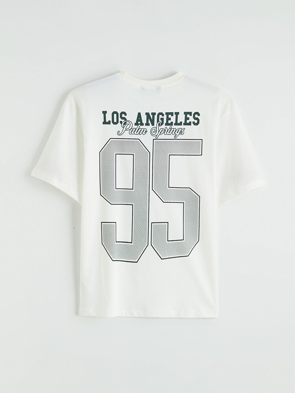 Ekru Bisiklet Yaka Los Angeles Baskılı Penye Erkek Tişört-2