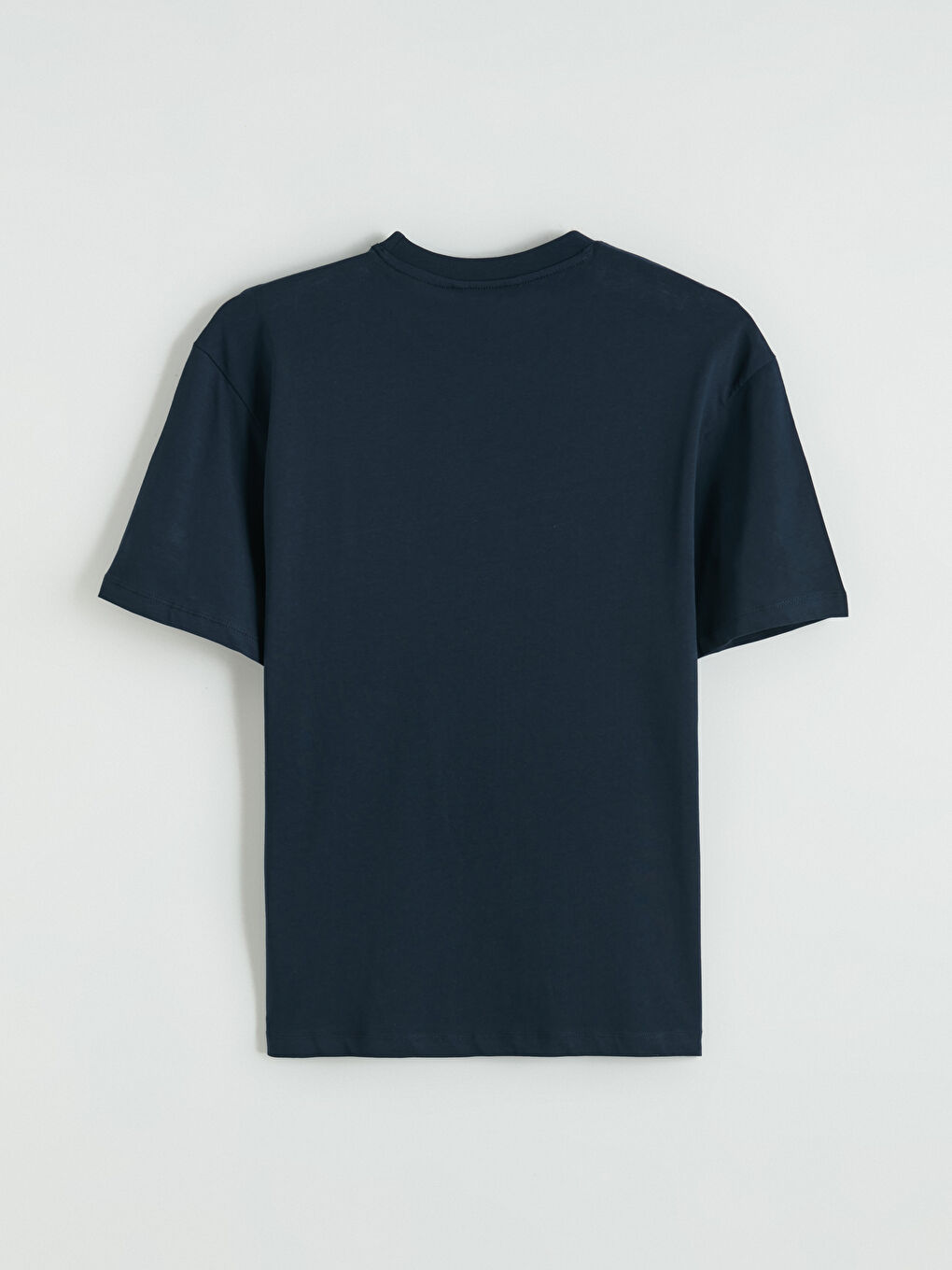 Lacivert Bisiklet Yaka Baskılı Penye Erkek Tişört-2