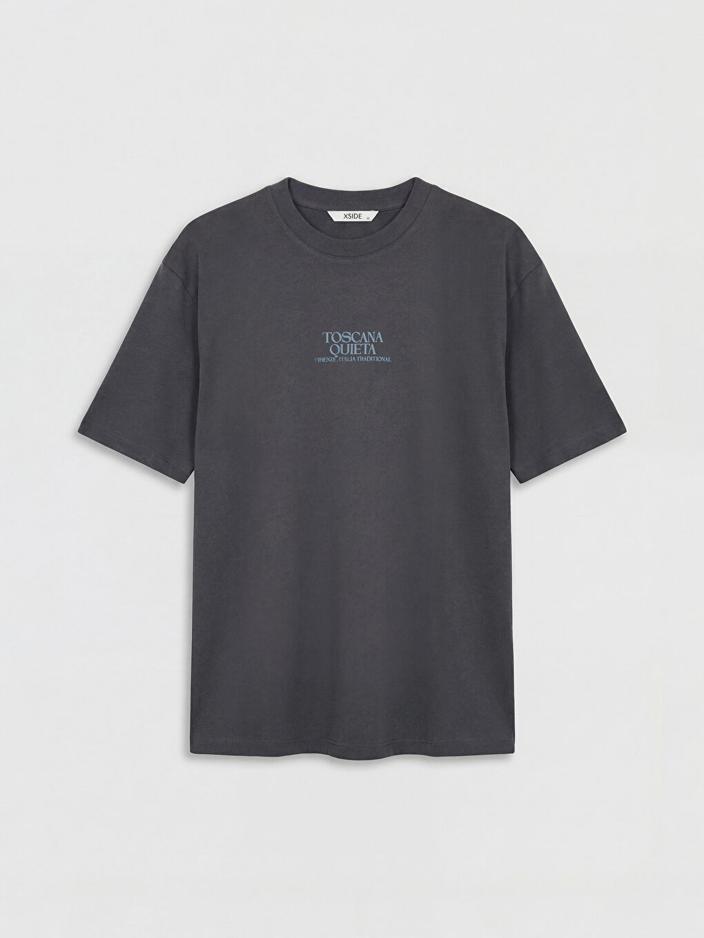 Antrasit Baskılı Bisiklet Yaka Erkek Tişört