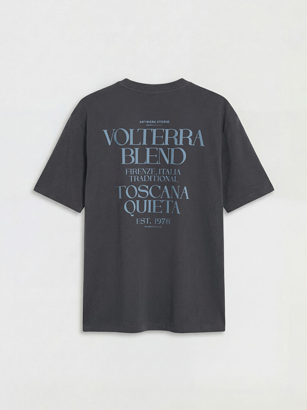 Antrasit Baskılı Bisiklet Yaka Erkek Tişört-1