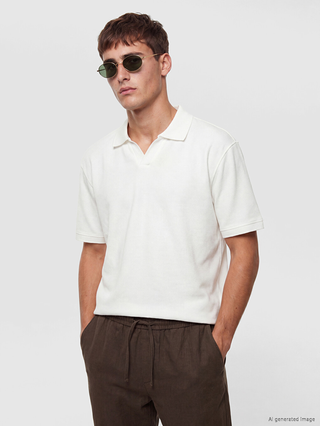 Polo Collar Textured Men's T-shirt