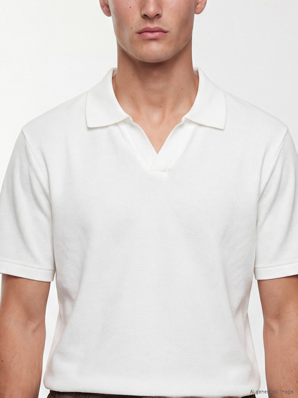 Polo Collar Textured Men's T-shirt-2