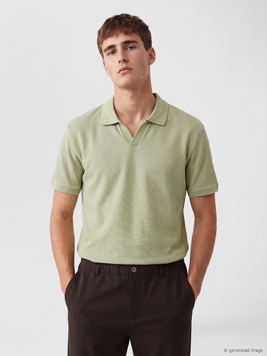 Polo Collar Textured Men's T-shirt