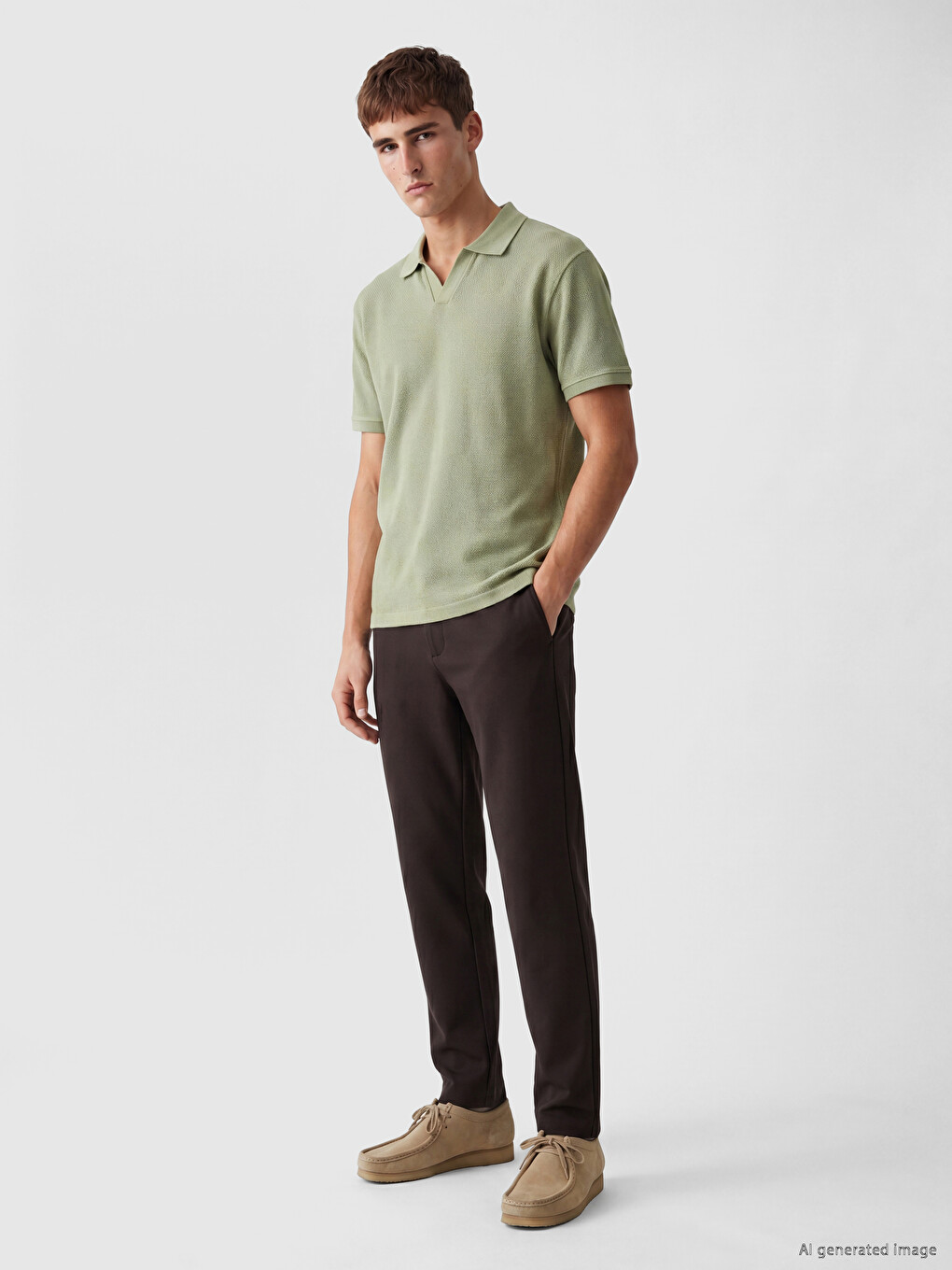 Polo Collar Textured Men's T-shirt-1