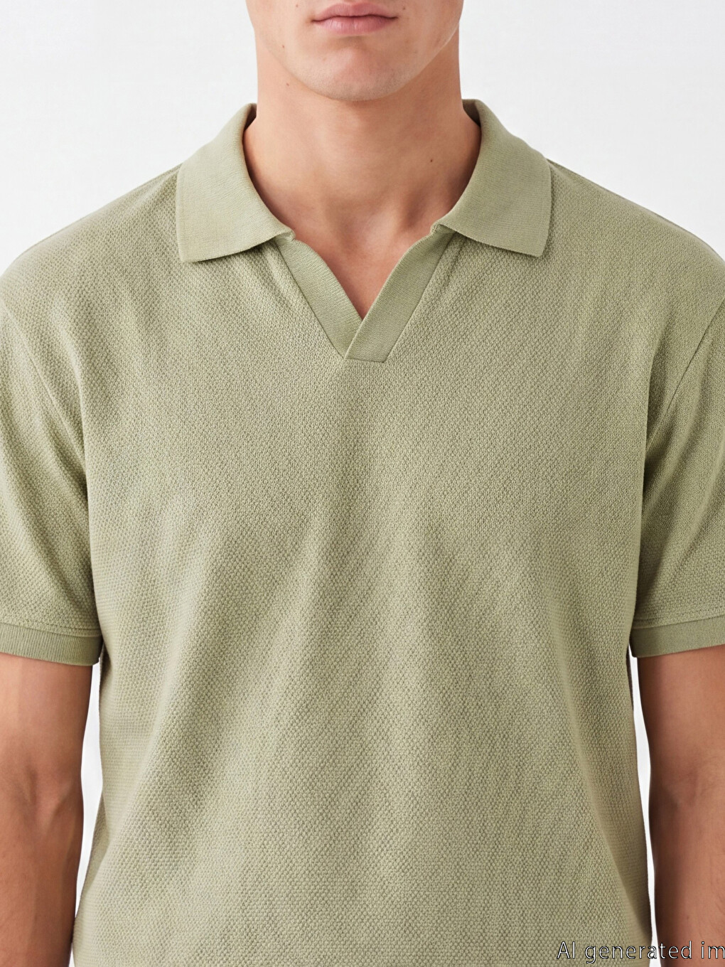 Polo Collar Textured Men's T-shirt-2