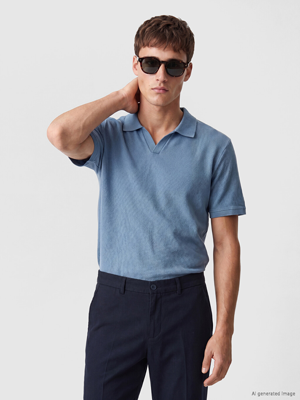 Polo Collar Textured Men's T-shirt