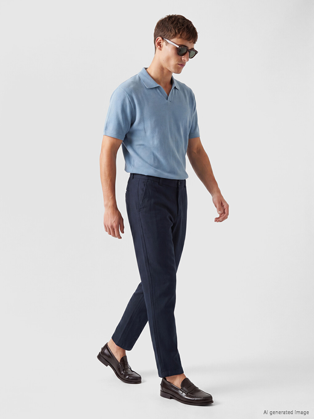 Polo Collar Textured Men's T-shirt-1
