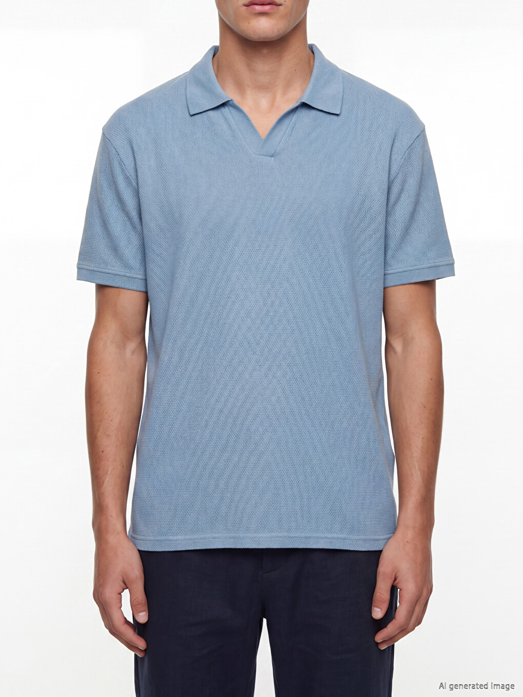 Polo Collar Textured Men's T-shirt-2