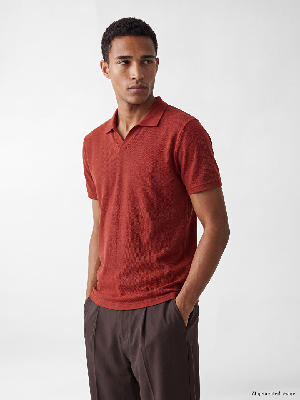 Polo Collar Textured Men's T-shirt