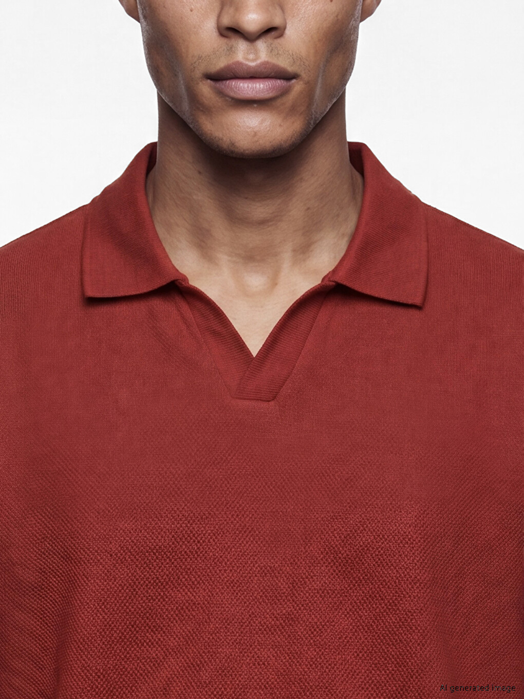 Polo Collar Textured Men's T-shirt-2