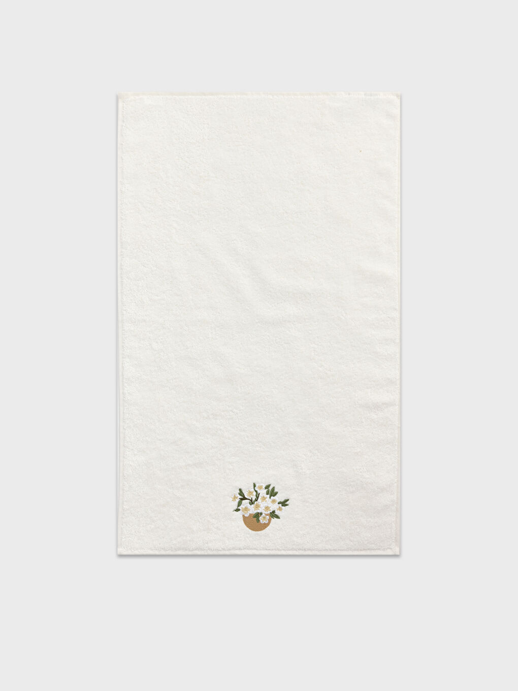 Ekru Çiçekli Pamuklu Yüz Havlusu 50x80 cm-2