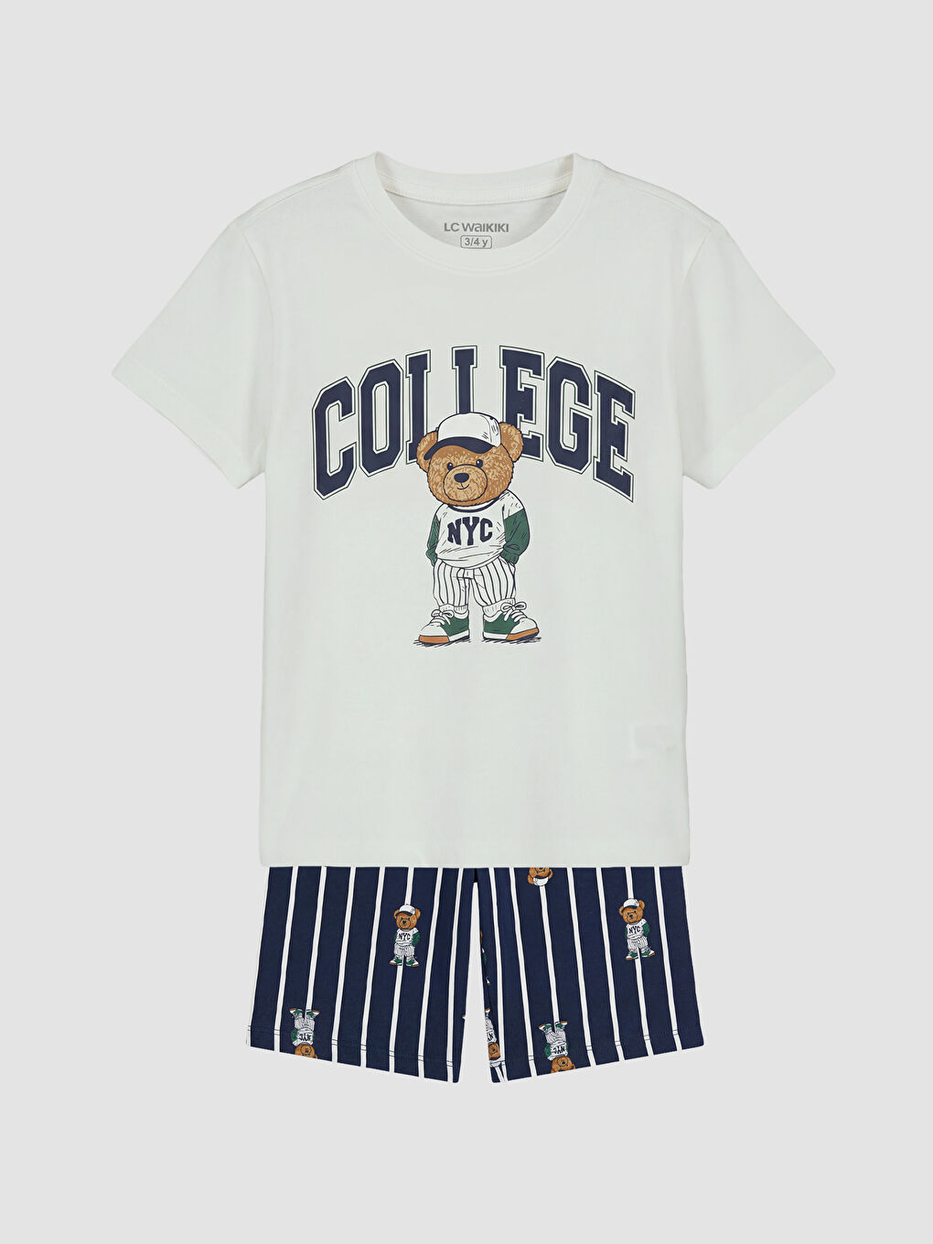 Ekru Erkek Çocuk Şortlu Pijama Takımı