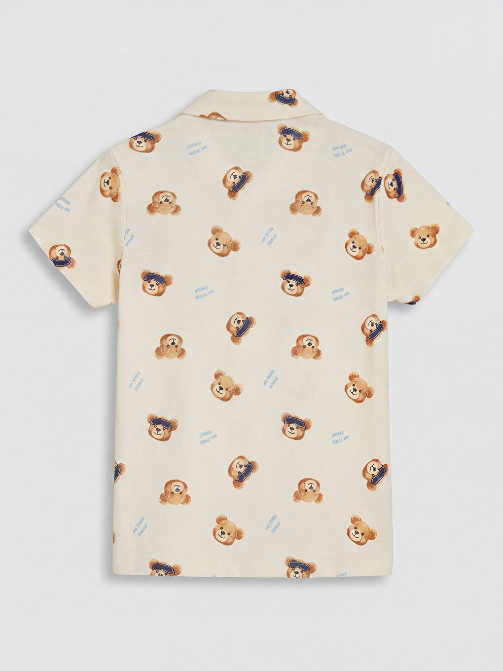 Bej Gömlek Yaka Erkek Çocuk Şortlu Pijama Takımı-2