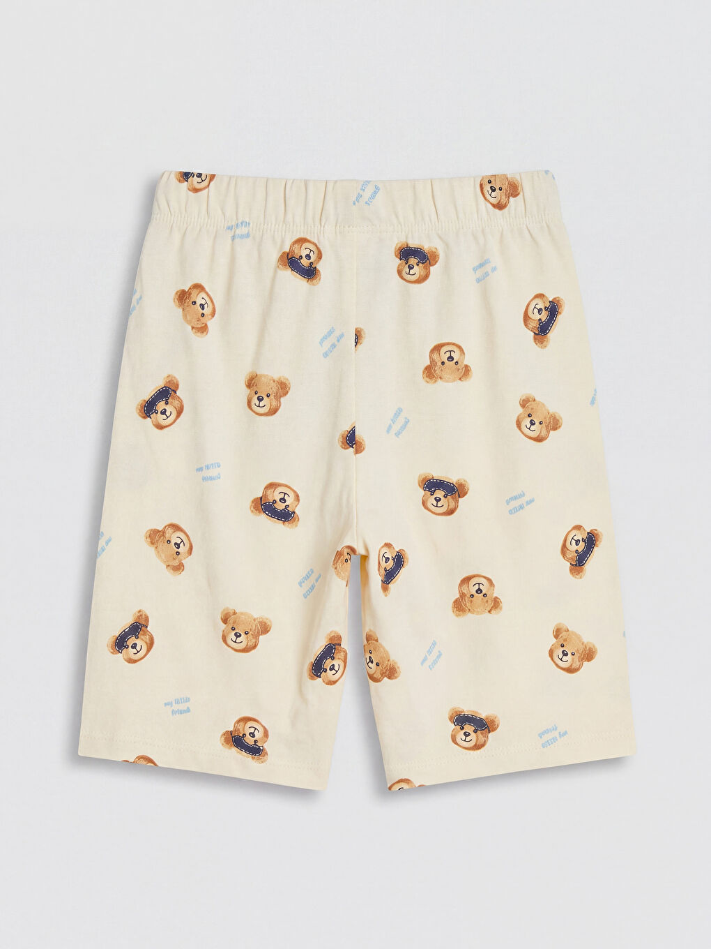 Bej Gömlek Yaka Erkek Çocuk Şortlu Pijama Takımı-4