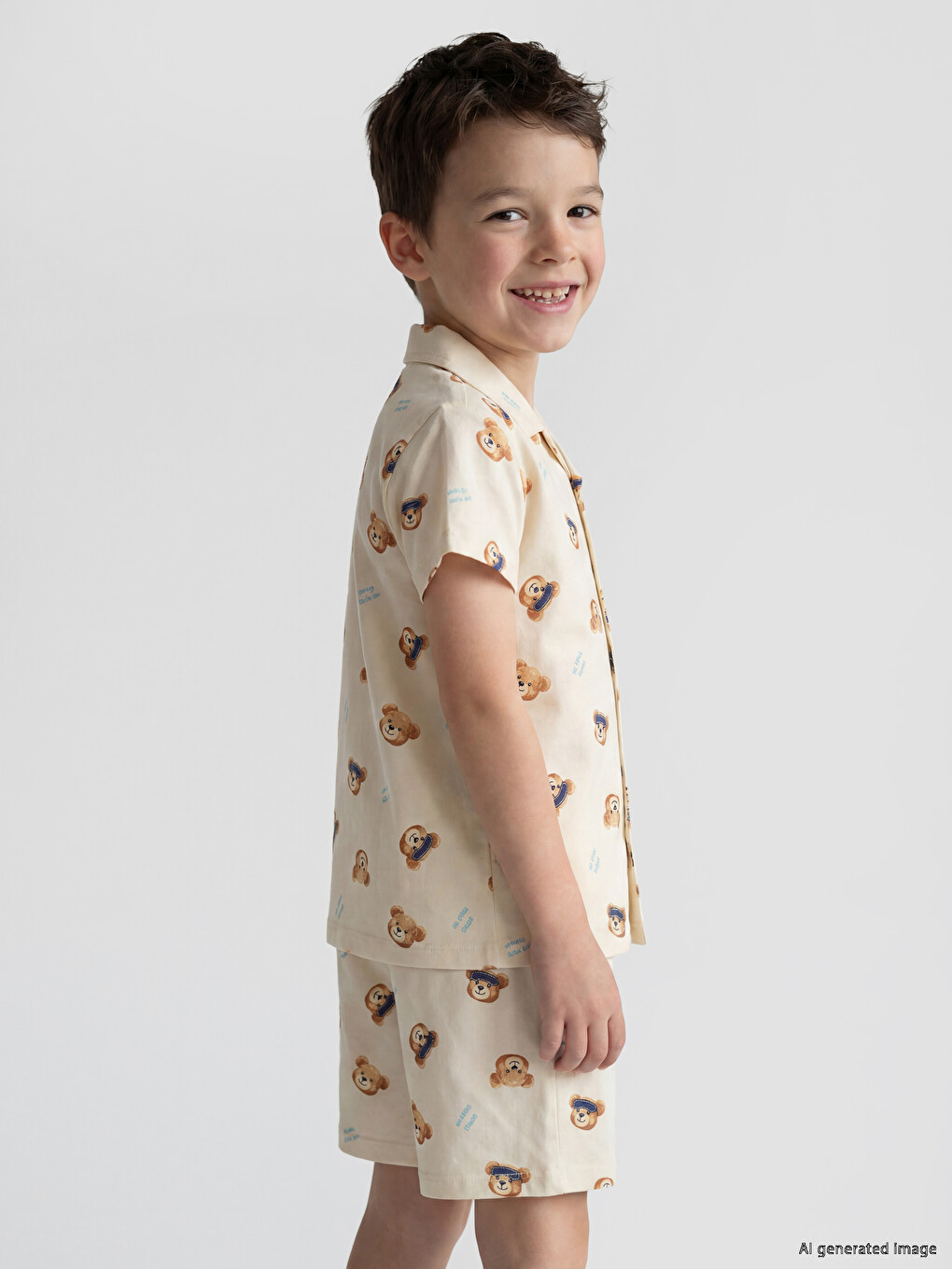 Collared Neck Boys' Shortie Pyjama Set-1
