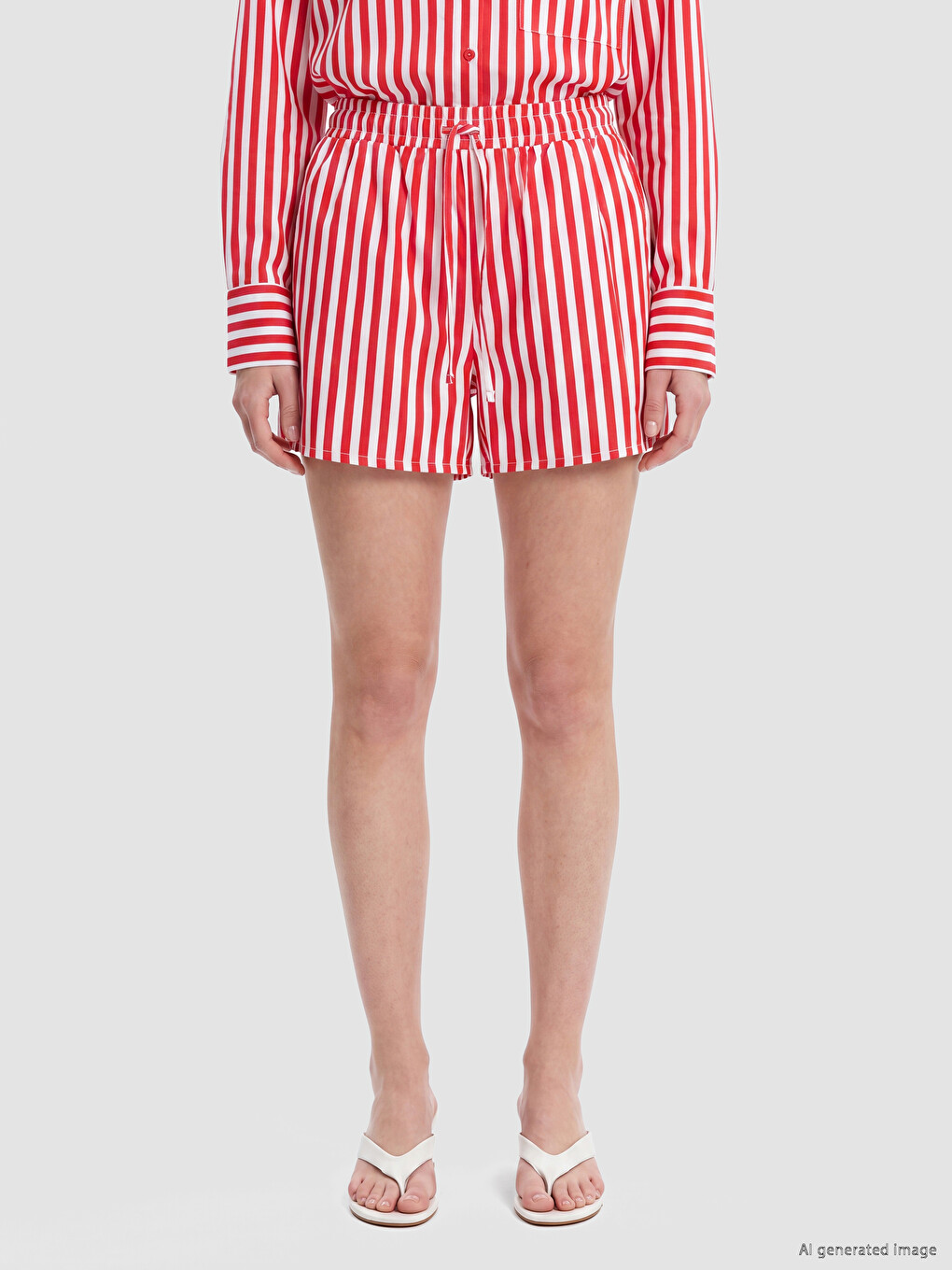 Striped Poplin Women's Shorts-1