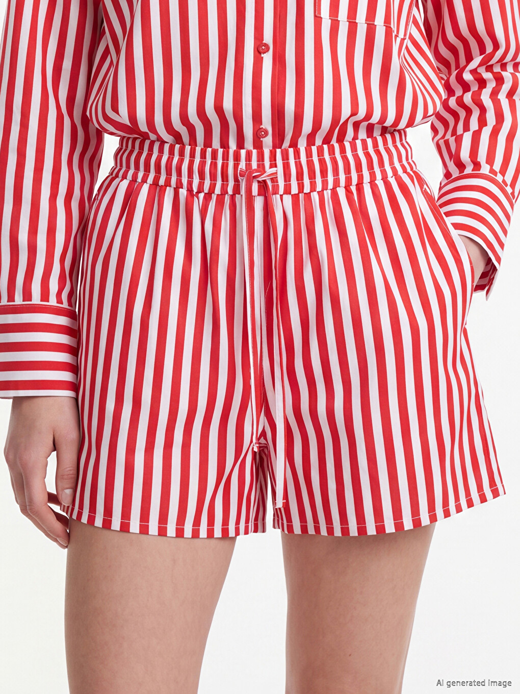 Striped Poplin Women's Shorts-2