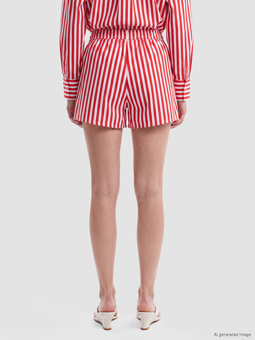 Striped Poplin Women's Shorts-3