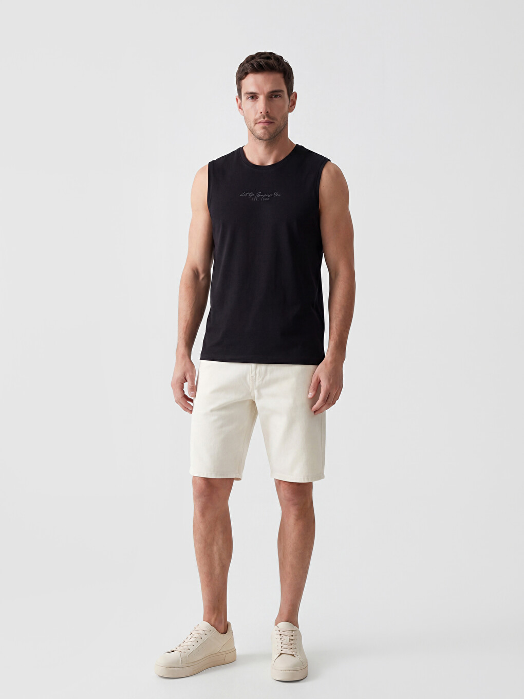 Crew Neck Printed Men's Sleeveless T-Shirt-1