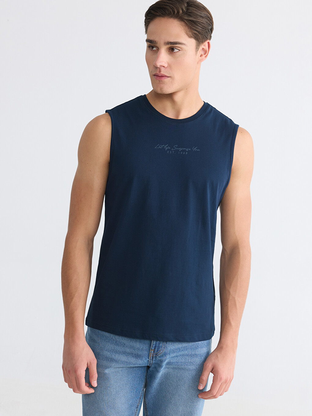 Crew Neck Printed Men's Sleeveless T-Shirt