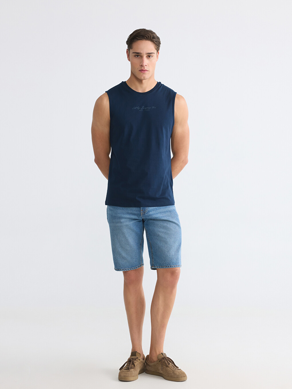 Crew Neck Printed Men's Sleeveless T-Shirt-1