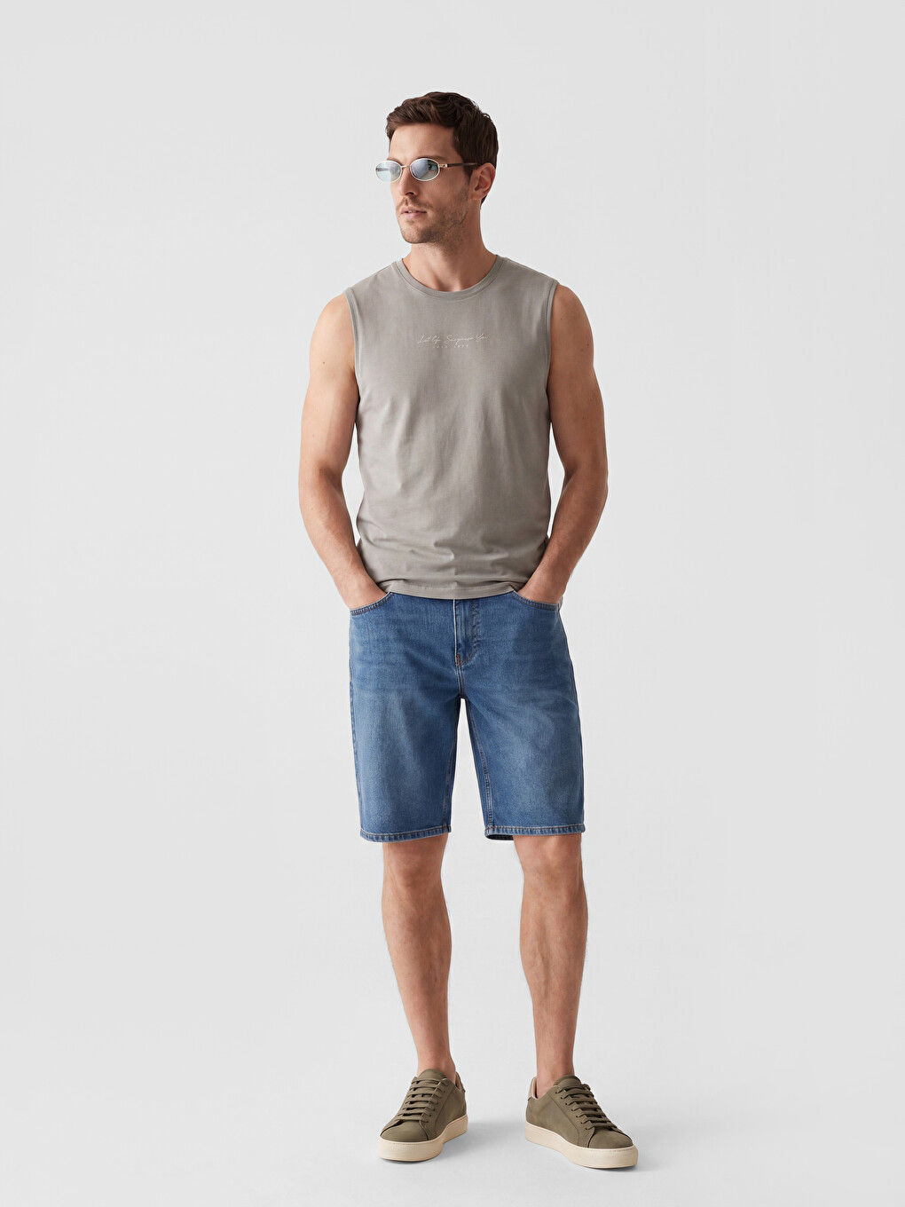 Crew Neck Printed Men's Sleeveless T-Shirt-1