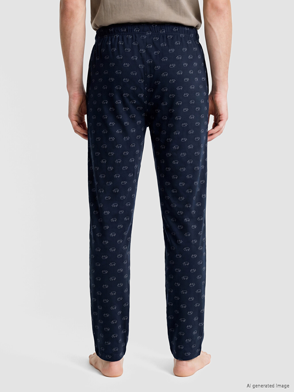 Lacivert Regular Fit Desenli Erkek Pijama Altı-3