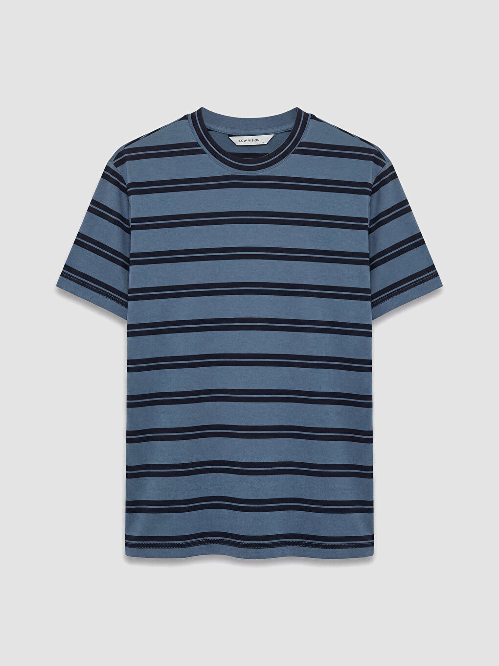 Mavi Bisiklet Yaka Çizgili Erkek Tişört