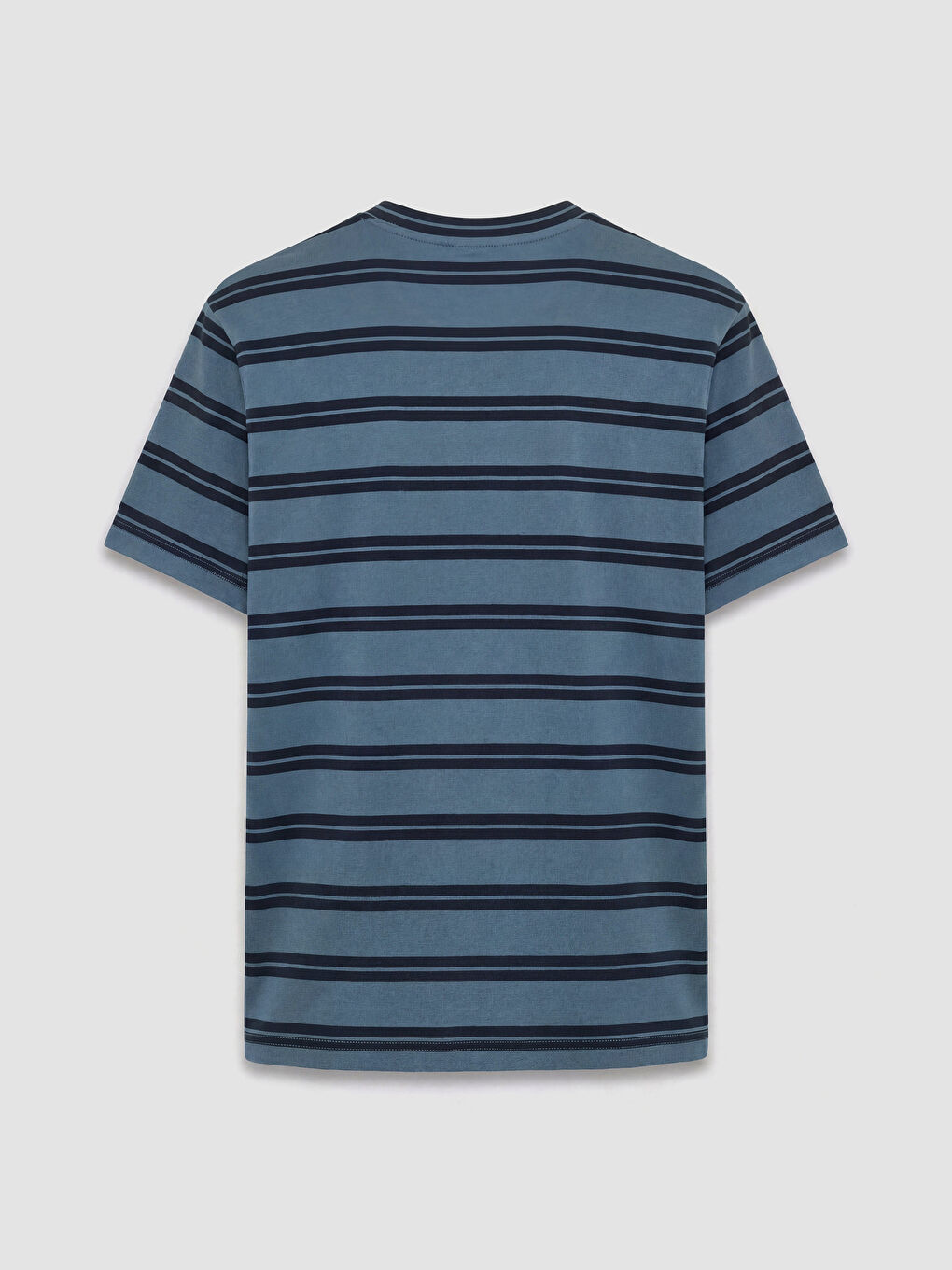 Mavi Bisiklet Yaka Çizgili Erkek Tişört-1
