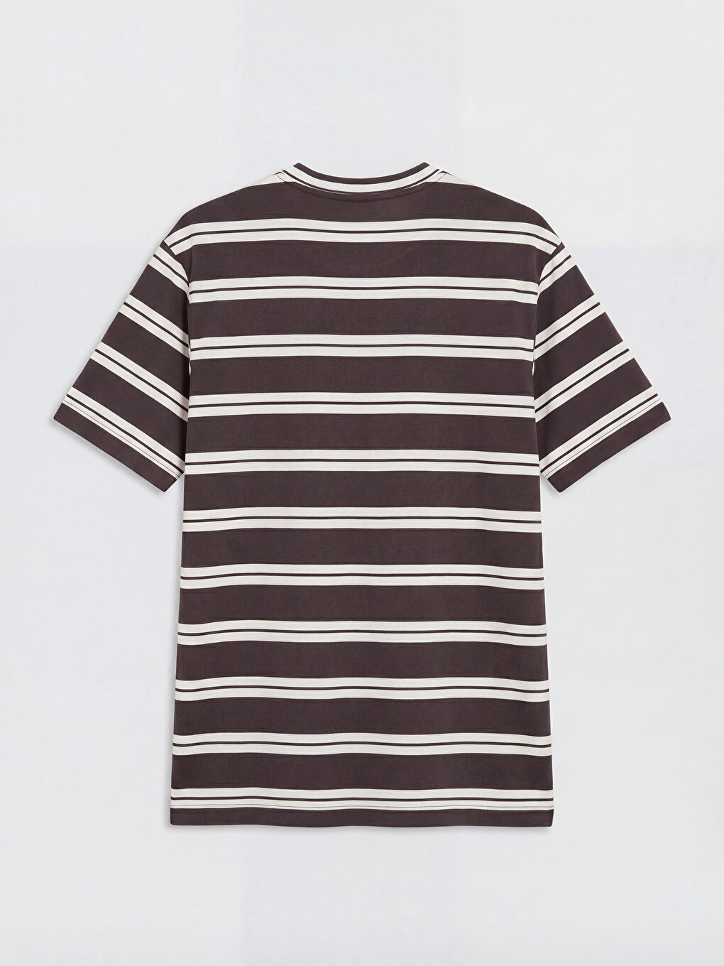 Kahverengi Bisiklet Yaka Çizgili Erkek Tişört-1