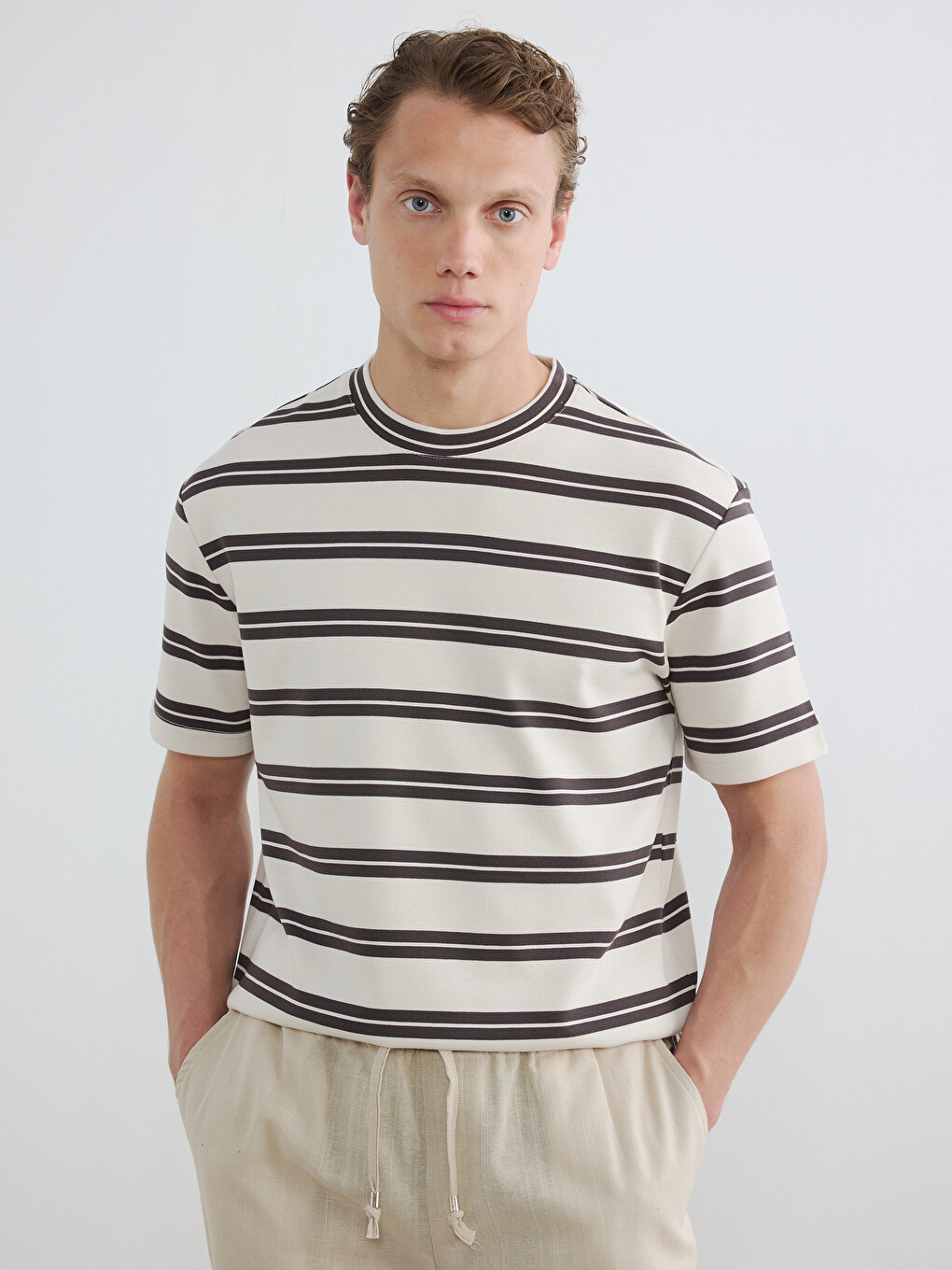 Crew Neck Striped Men's T-Shirt