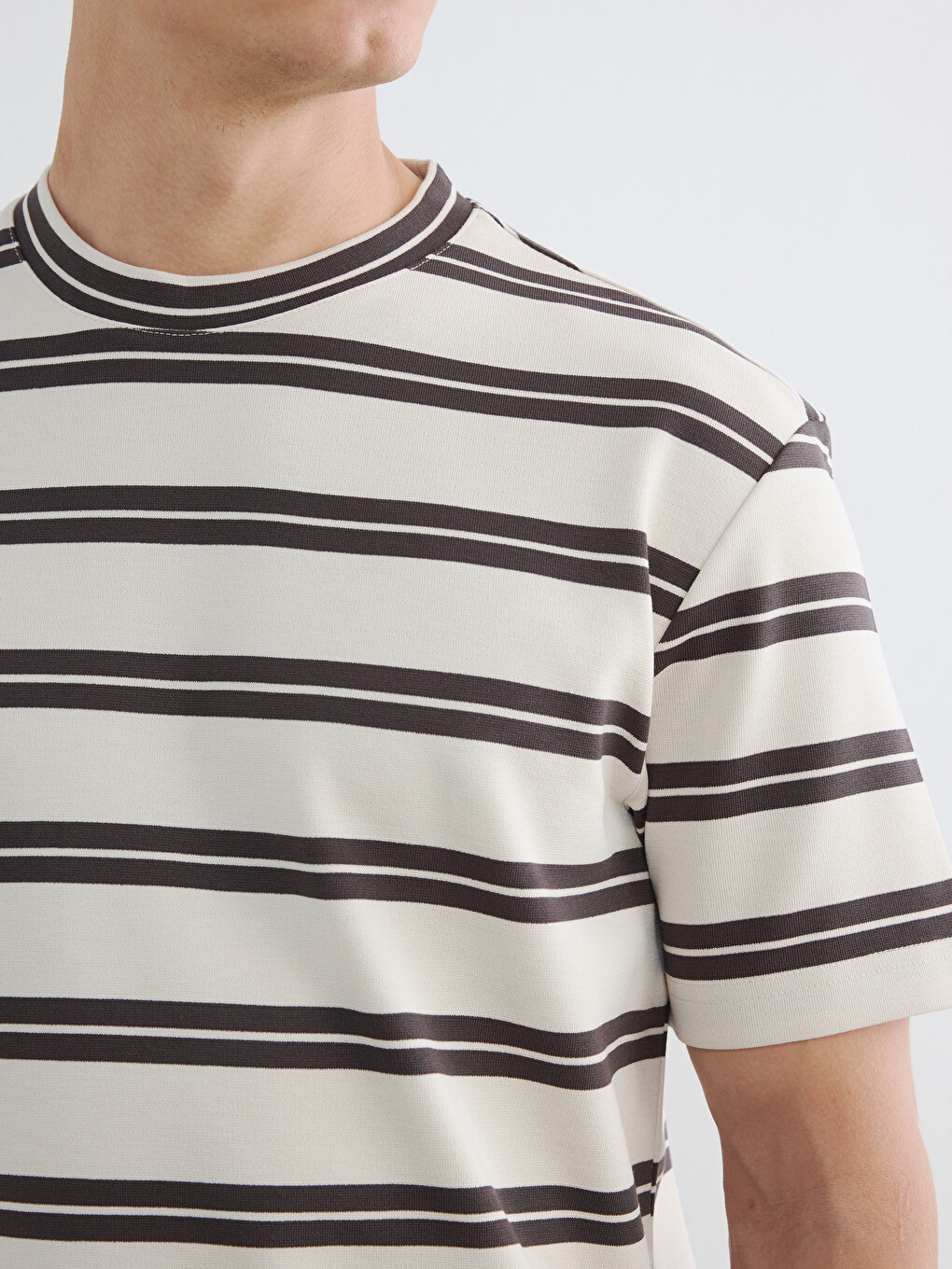 Crew Neck Striped Men's T-Shirt-2