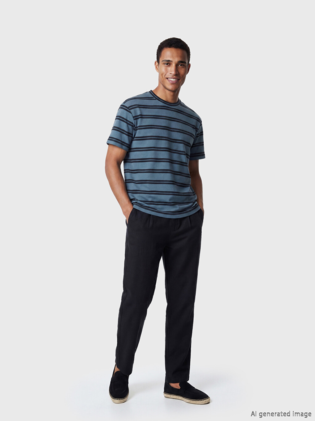 Crew Neck Striped Men's T-Shirt-1