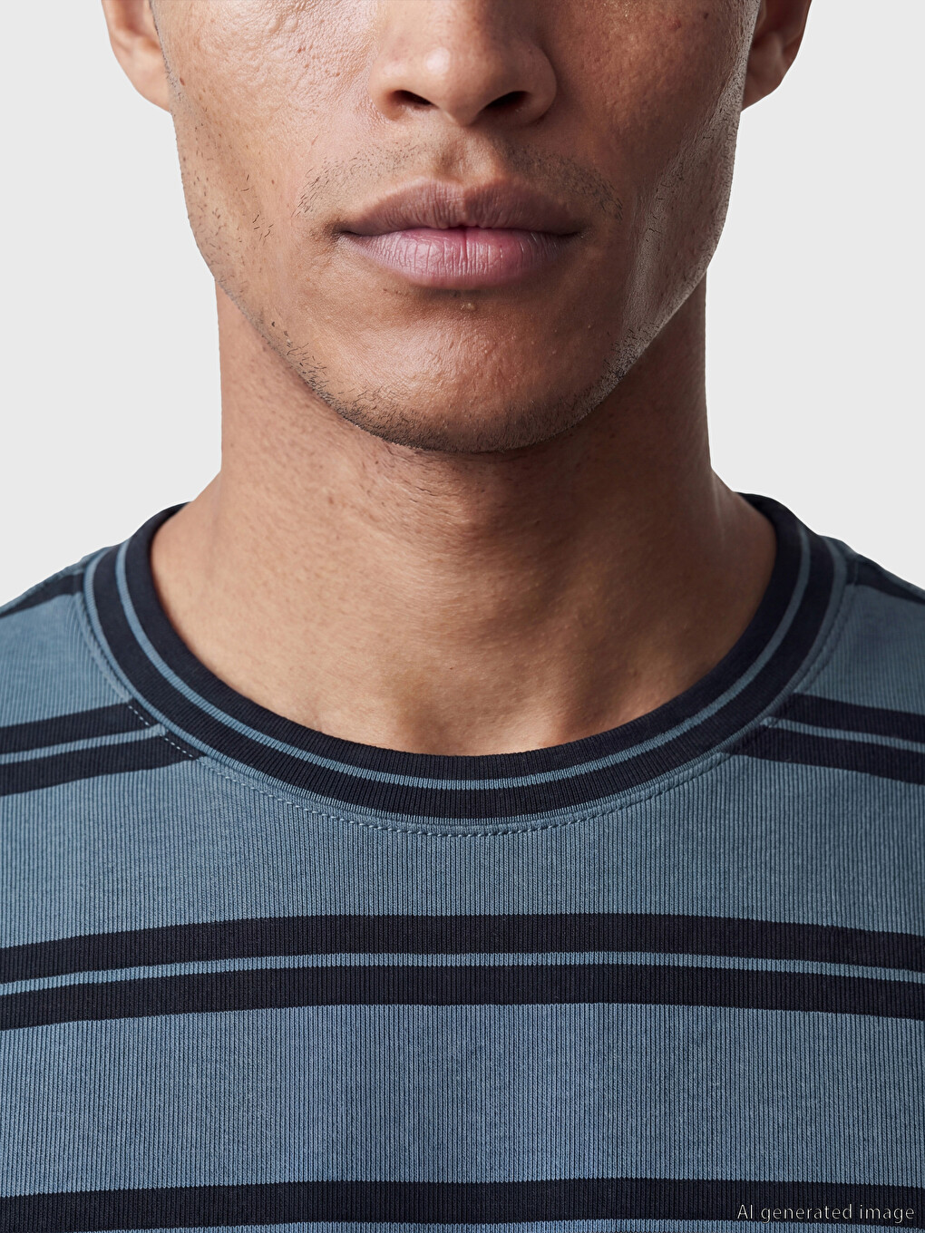 Crew Neck Striped Men's T-Shirt-2
